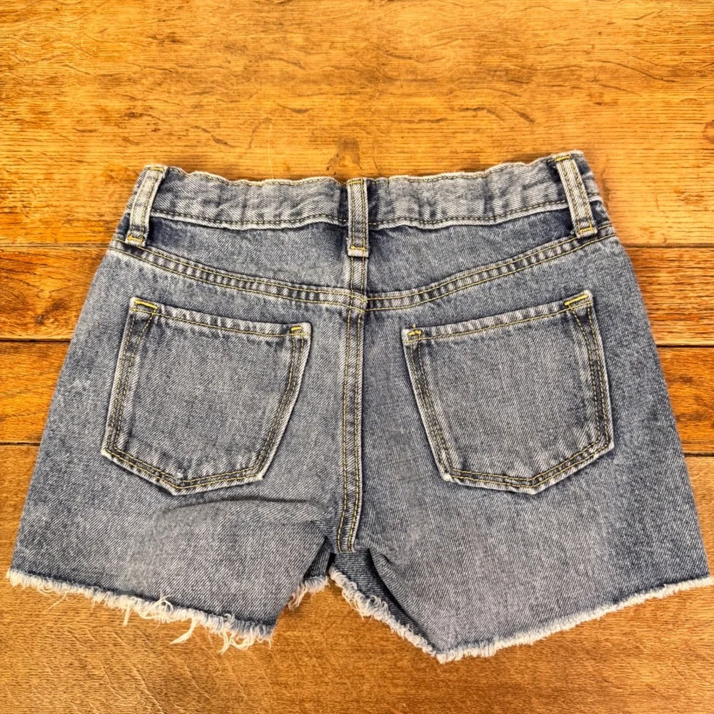 Old Navy Denim Shorts Girls 10 Blue Distressed Embroidered Side Trim Cut-Off